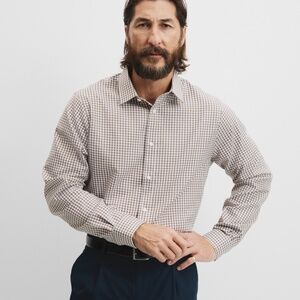 Nordstrom Sz L Non‎ Iron Regular Trim Fit Gingham Travel Shirt Button Down